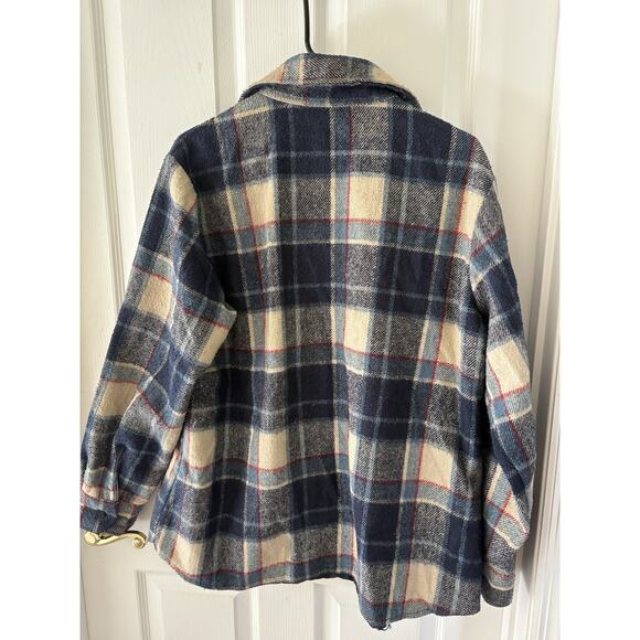 Fingerhut vintage 90s men’s flannel lined shirt size large. Tarzan Blue plaid - Picture 2 of 16